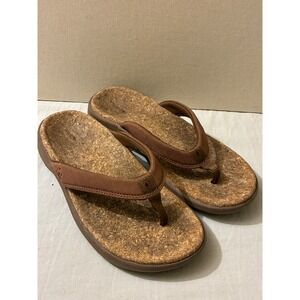 SOLE Womens Size 8 Sport Flip Flops Cork Footbed Arch Support Sandals Beach